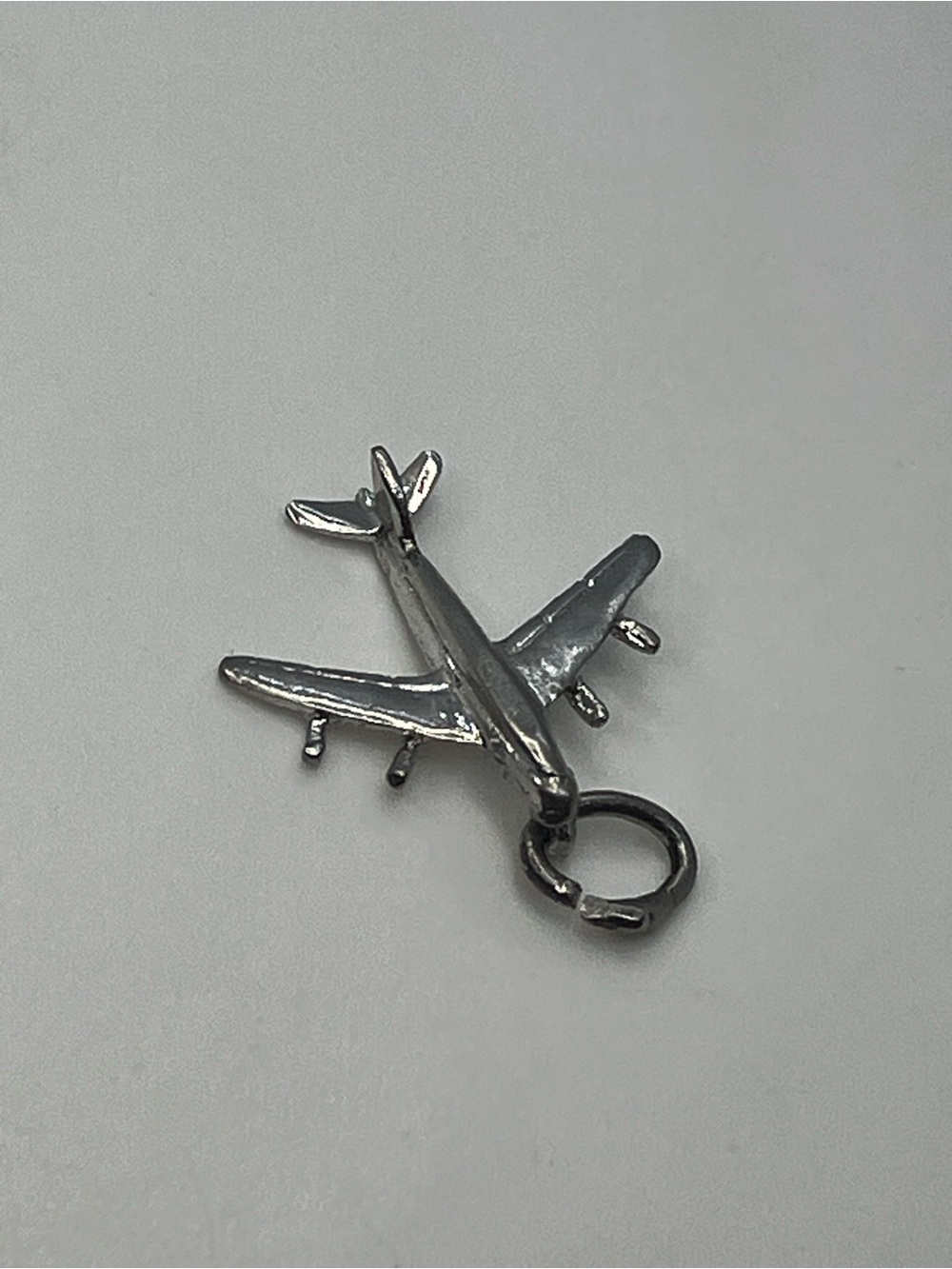 Vtg 925 Sterling Silver Small Jet Airplane Plane Travel Charm Pendant